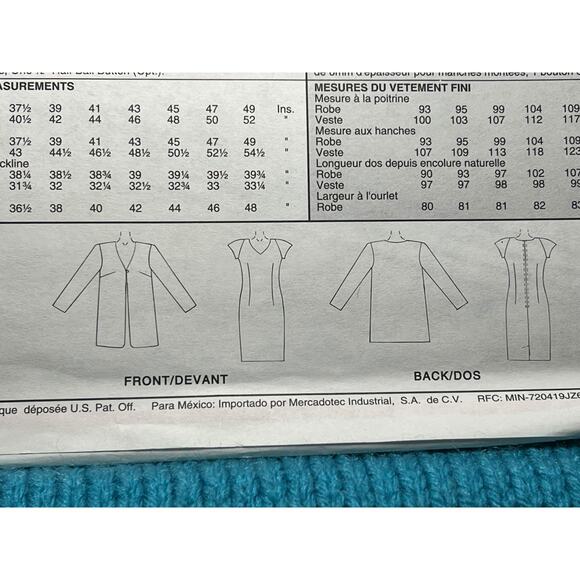 McCalls 8496 Sewing pattern dress blazer size 8 10 12 14 - Picture 6 of 6